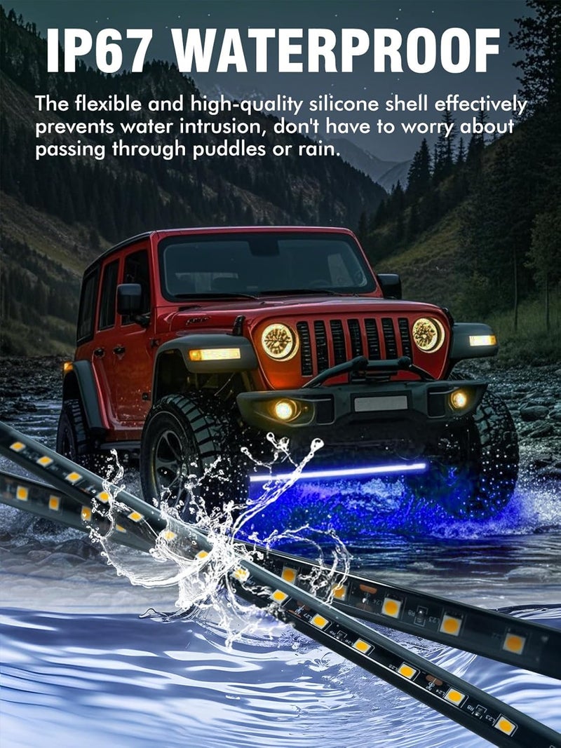 LEYMANRIYA 8 Pcs Car Led Light Strip IP67 Waterproof 11" Flexible Led Lights Underglow 12V for Car Motorcycle Boat Golf Cart Interior Exterior Decoration - Blue - Image 5